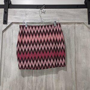 EXPRESS Pink and Black Geometric Mini Skirt Size Med